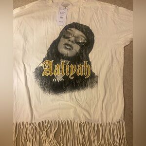 AKIRA White Graphic Fringe Tunic